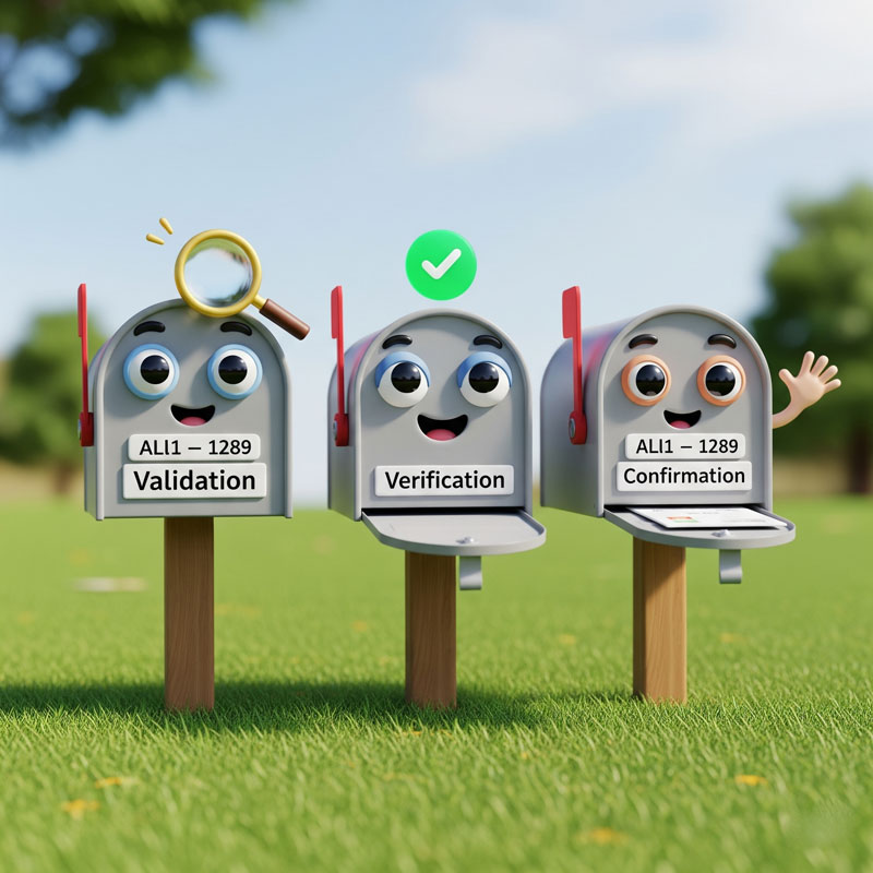 email validation vs verification vs confirmation